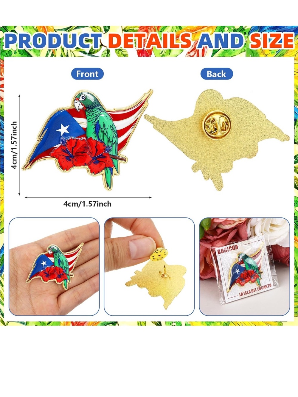 Puerto Rico Parrot Enamel Pin